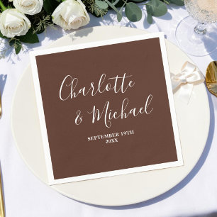 Brown Script Minimalist Wedding Napkin