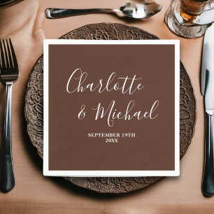 Brown Script Minimalist Wedding Napkin