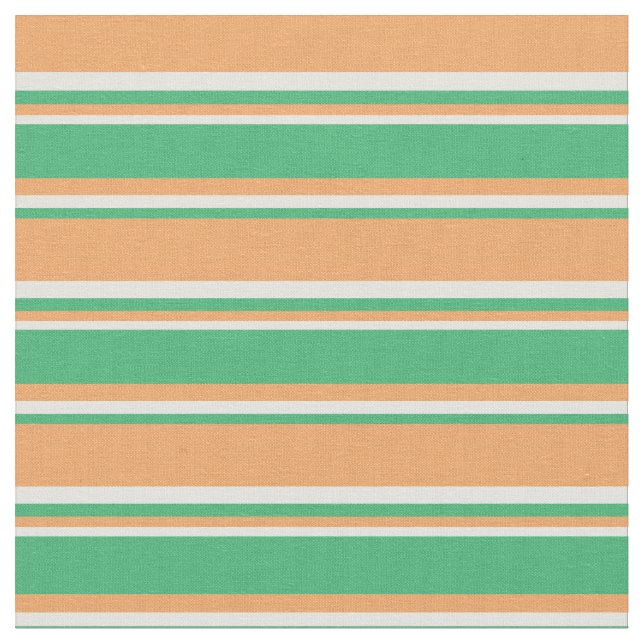 Brown, Sea Green & Light Yellow Pattern Fabric (Close Up)