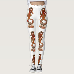 brown sea horses white leggings