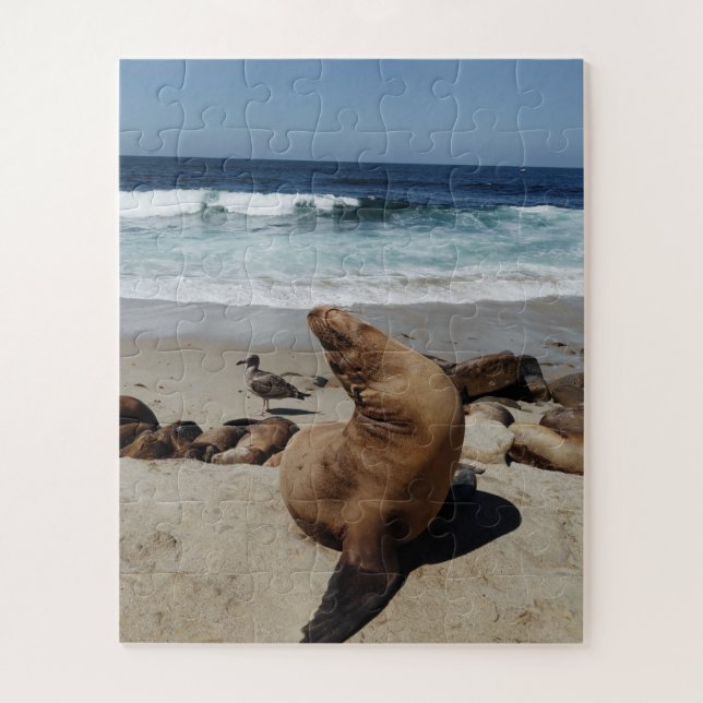 Brown Sea Lion on a Beach Jigsaw Puzzle (Vertical)