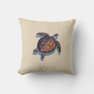 Brown sea turtle throw pillow