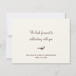 Brown seashell wedding enclosure RSVP response Invitation