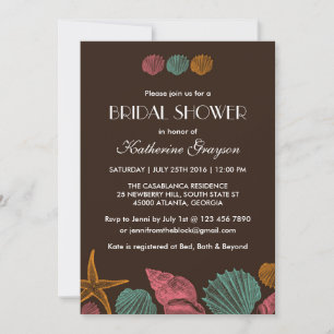 Brown Seashells Invitation for Beach Wedding