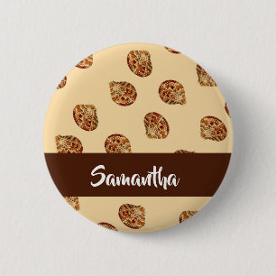 Brown seashells pattern 6 cm round badge