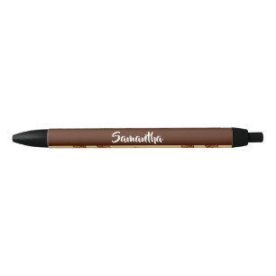 Brown seashells pattern black ink pen