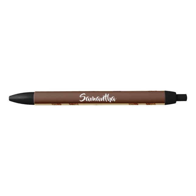 Brown seashells pattern black ink pen (Front)