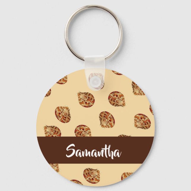 Brown seashells pattern key ring (Front)