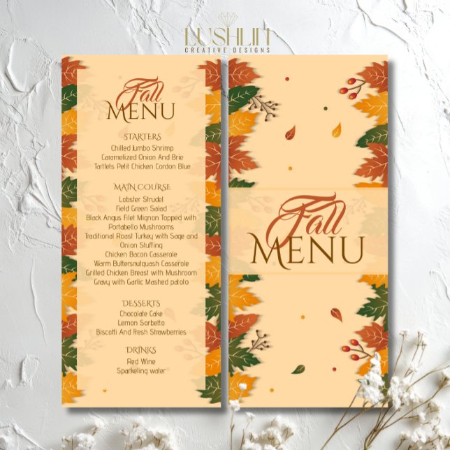 Brown shades of Fall Autumn Leaves Flat Menu (Creator Uploaded)