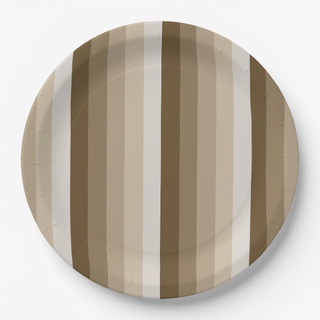 Brown shadow stripes paper plate (Front)