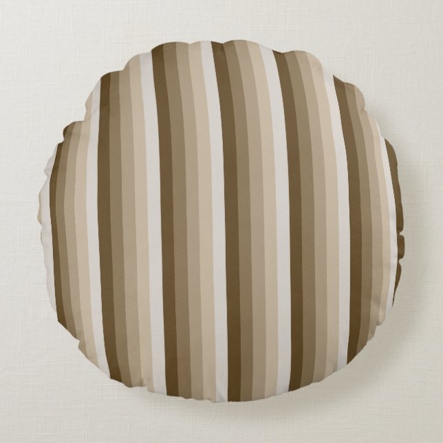 Brown shadow stripes round cushion (Front)