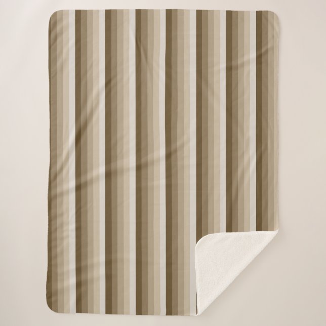 Brown shadow stripes sherpa blanket (Front)
