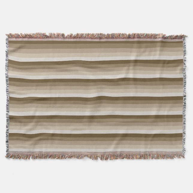 Brown shadow stripes throw blanket (Front)