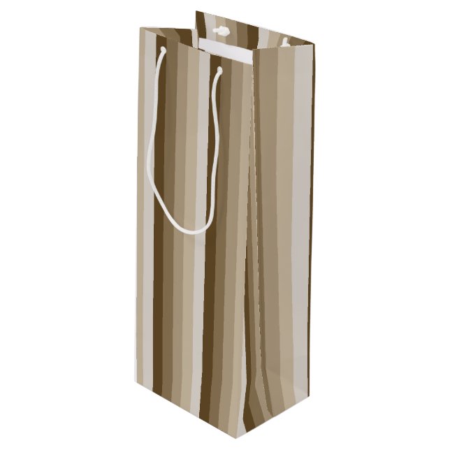 Brown shadow stripes wine gift bag (Front Angled)