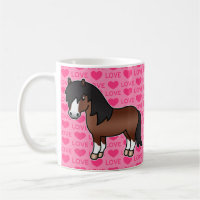 Brown Shetland Pony Cartoon Illustration On Pink