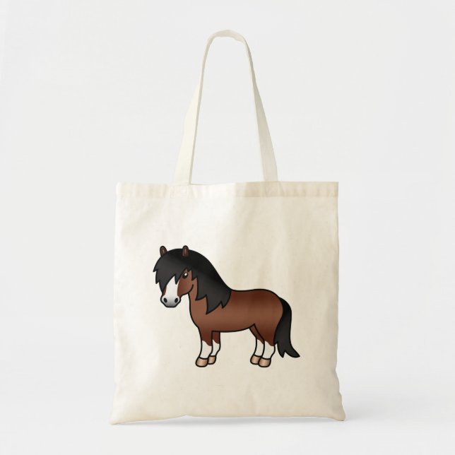 Brown Shetland Pony Cute Cartoon Illustration Tote Bag (Front)