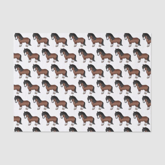 Brown Shetland Pony Cute Cartoon Pony Pattern Tissue Paper (Front)