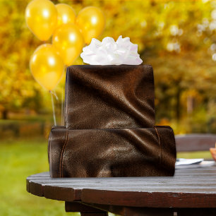 Brown Shiny Faux Leather Wrapping Paper