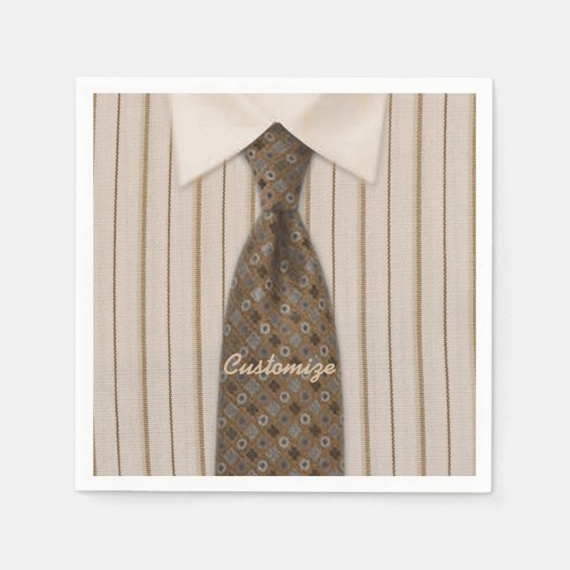 Brown Shirt and Tie Mens Suit Napkins (Front)