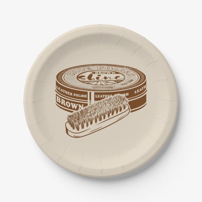 Brown shoe polish tin paper plate (Front)