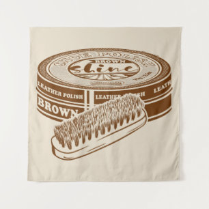 Brown shoe polish tin tapestry