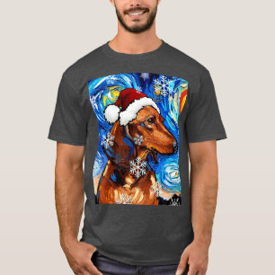 Brown Short Hair Dachshund Santa T-Shirt