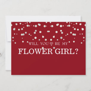 Brown Sillver Glitter Will You Be My Flower Girl Invitation
