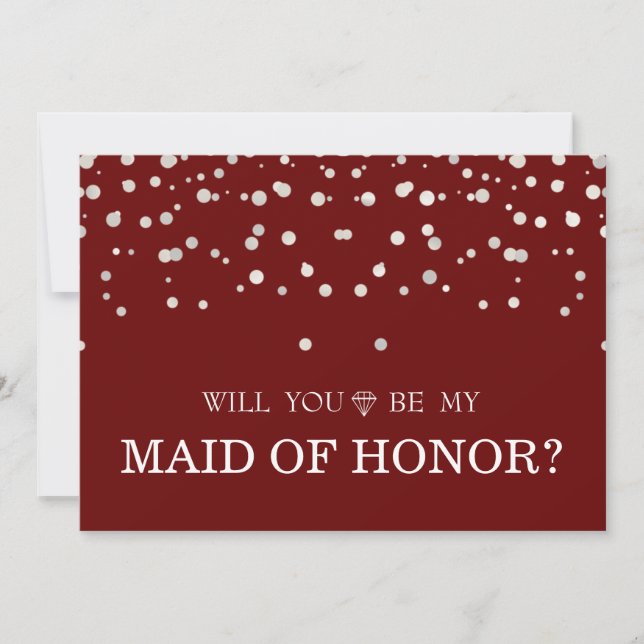 Brown Silver Glitter Will You Be My MAID OF HONOR Invitation (Front)