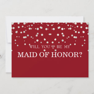 Brown Silver Glitter Will You Be My MAID OF HONOR Invitation
