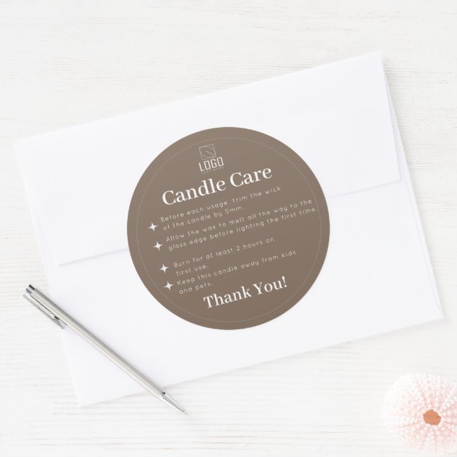 Brown Simple Candle Care Label (Envelope)