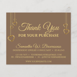 Brown Simple Clean Heart Gold Thank You