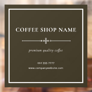 Brown Simple Coffee Shop Name White Frame Sign