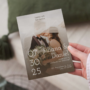 Brown Simple Elegant Rustic Photo Celebration  Invitation