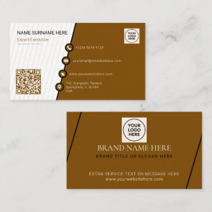 Brown Simple Formal QR Code Professional Modern Business Card