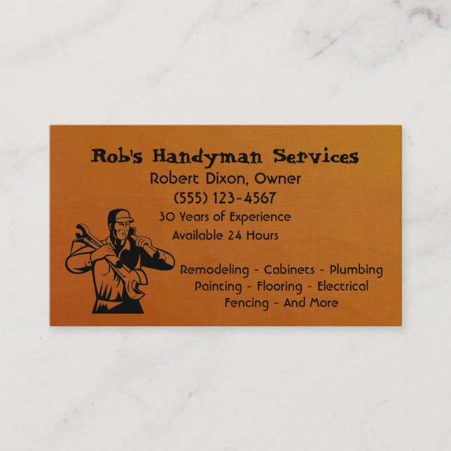 Brown Simple Handyman  Business Card (Front)