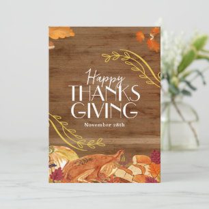Brown Simple Happy Thanksgiving Social Media Invitation