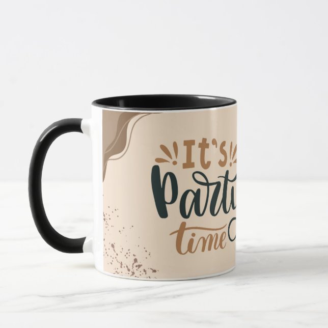 Brown Simple It's Party Time Mug (Left)