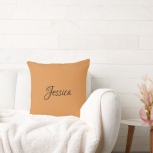 Brown simple script name plain cushion