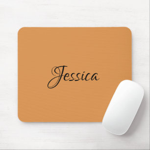 Brown simple script name plain mouse mat