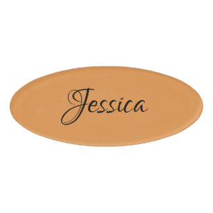 Brown simple script name plain name tag