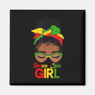 Brown Skin Girl Black Women Messy Bun Black Histor Magnet