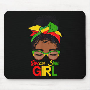 Brown Skin Girl Black Women Messy Bun Black Histor Mouse Mat