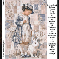 Brown Skin Girl with White Rabbit EC3R Decoupage