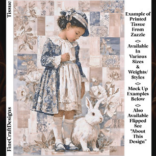 Brown Skin Girl with White Rabbit EC3R Decoupage Tissue Paper