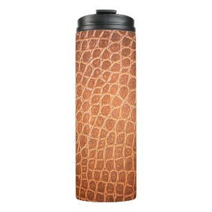 Brown skin leather texture use for background thermal tumbler