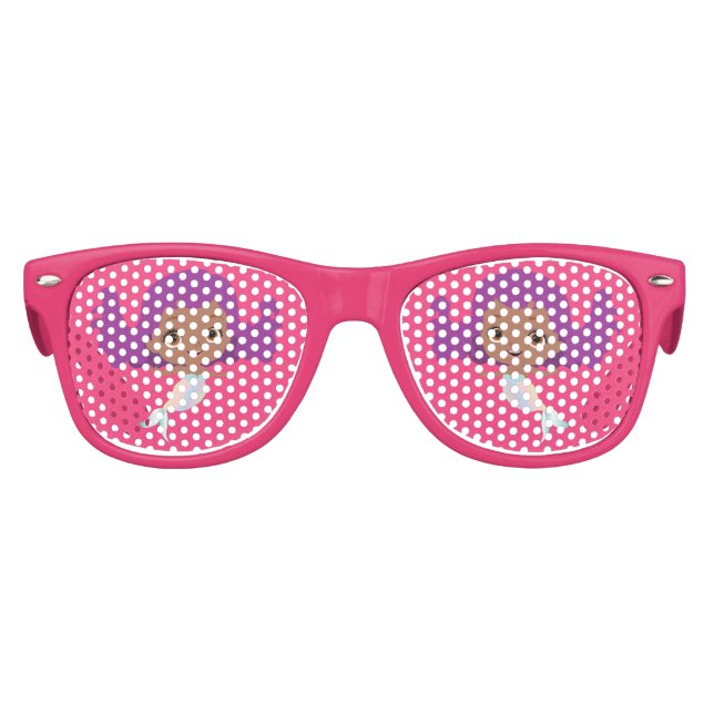 Brown Skin Mermaid Cute Kids Sunglasses (Front)