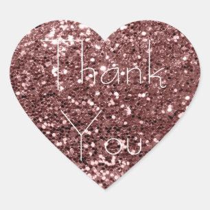 Brown Skinny Blush Glitter Glam Thank You Spark Heart Sticker