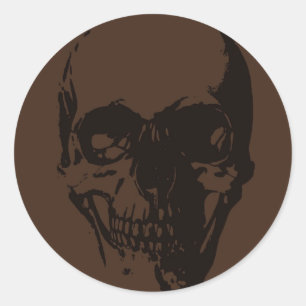 Brown Skull Classic Round Sticker