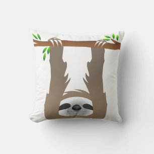 Brown Sleeping Sloth Hanging Out On a Limb Cushion