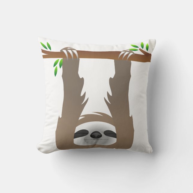 Brown Sleeping Sloth Hanging Out On a Limb Cushion (Front)